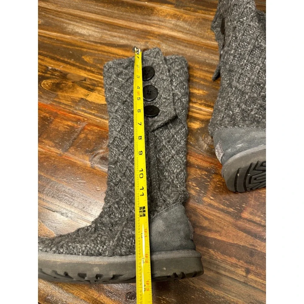UGG Australia Tall Knit‎ Button Boots Gray Women's Size 6